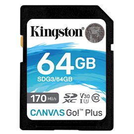 მეხსიერების ბარათი Kingston SDG3/64GB, 64GB, SDXC, UHS-I Class 10, U3, Black